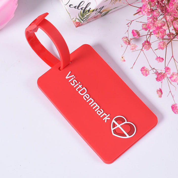 silicone luggage ID tag with adjustable strap and embossed travel identification panel Kalsten