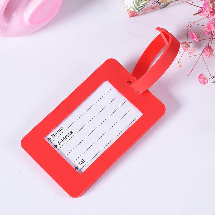 silicone luggage ID tag with adjustable strap and embossed travel identification panel Kalsten