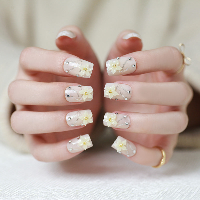Floral Decorated Press-On Nails