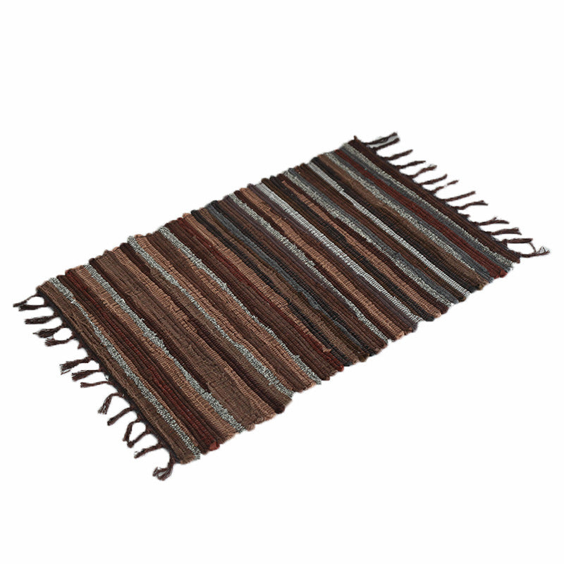 Handwoven cotton rug runner with fringes