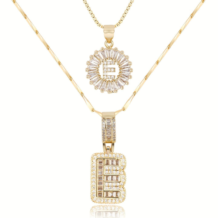 Kalsten | 2pc 14k Diamond Letter Initial Necklaces