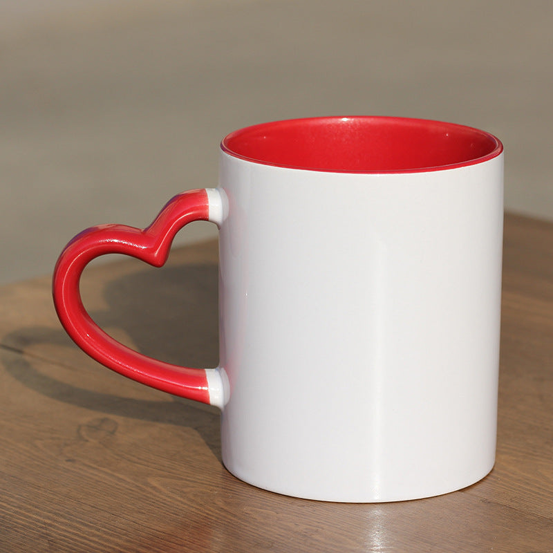 Ceramic Heart-Handle Coffee Mug With Glossy Interior Glaze And Ergonomic Curved Grip