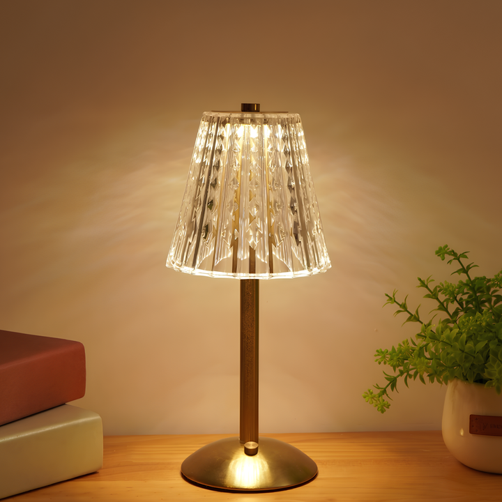 Crystal table lamp with warm light and built-in battery | Kalsten