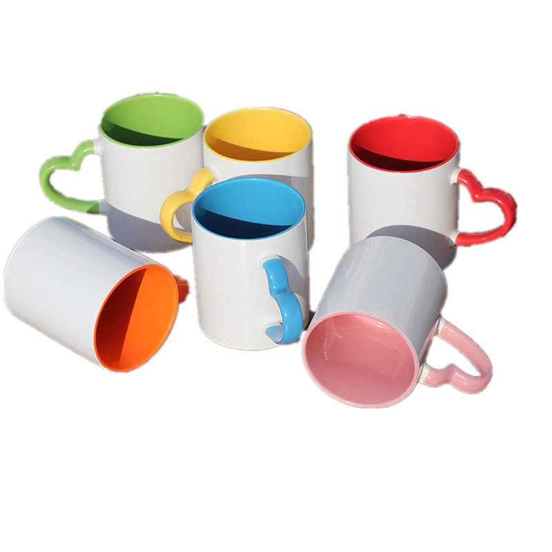 Ceramic Heart-Handle Coffee Mug With Glossy Interior Glaze And Ergonomic Curved Grip