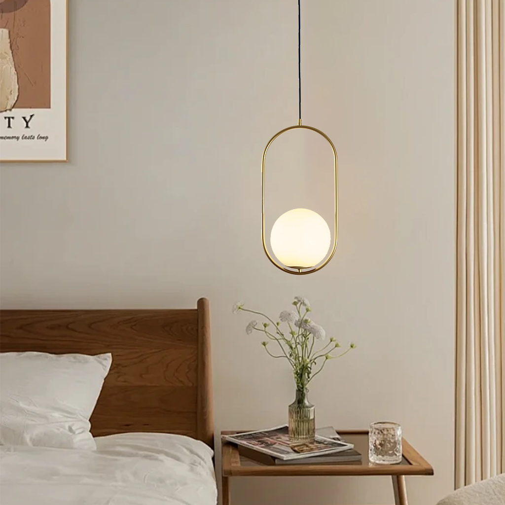Pendant Light Brass Bent Glass 15W Adjustable Living Room Hallway Bedroom Modern Ceiling Lamp | Kalsten