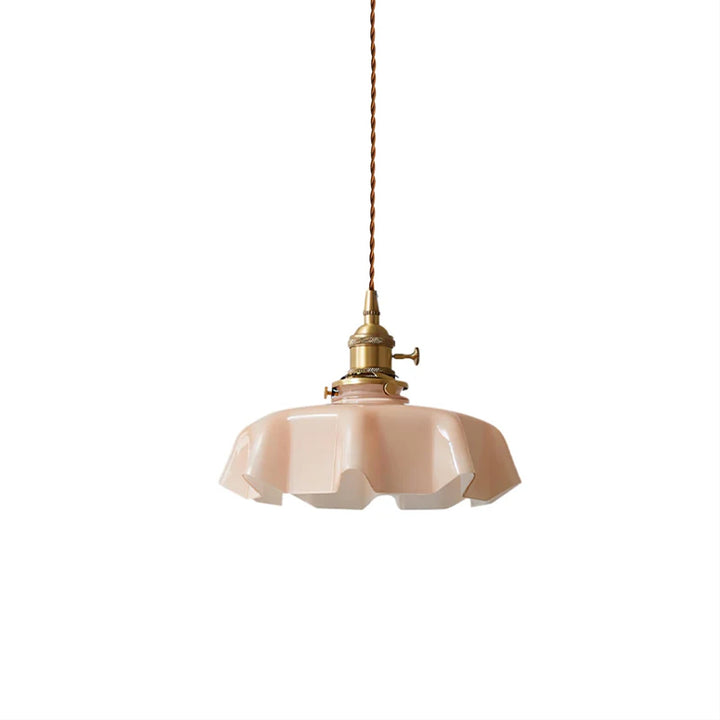 Ceramic Pendant Light 9.8 in x 5.1 in Adjustable Ceiling Indoor White Beige Pink Blue Vintage Lampshade | Kalsten