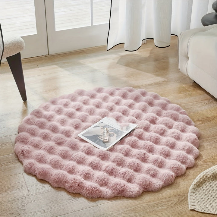Round fluffy rug for stylish rooms – Soft rug for living room & bedroom | Kalsten