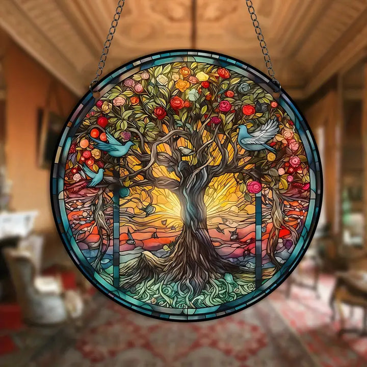 Kalsten | Stained Glass Tree Wall Art Hanging Panel