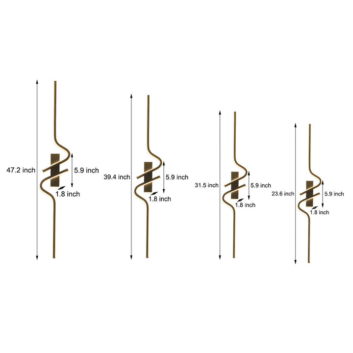 Minimalist Long Wave Aluminum Black Decorative LED Wall Lamp | Kalsten