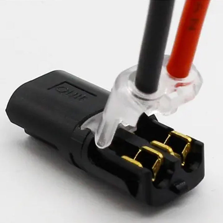 Double wire connector with locking buckle | Kalsten