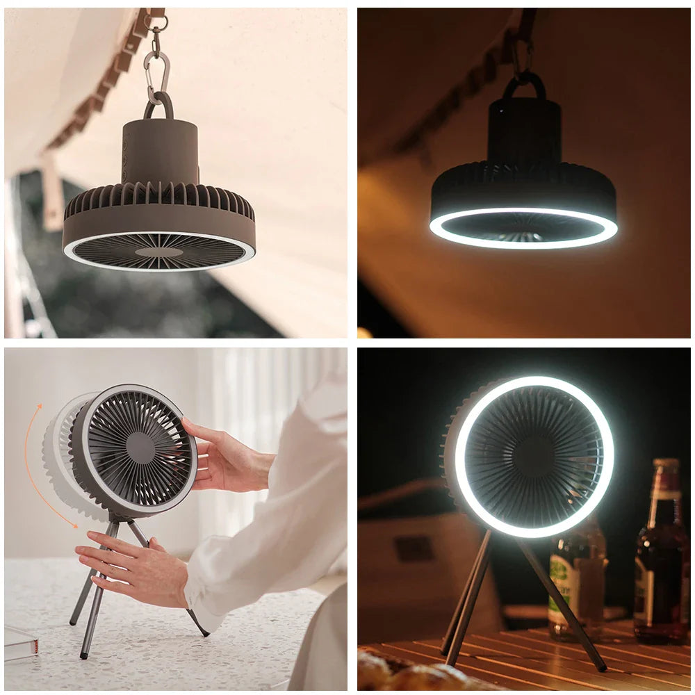 Portable Rechargeable Fan with LED and Built in Power Bank | Kalsten