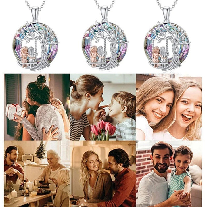 Kalsten | Tree of Life Sister on the Swing Cry-stal Pendant Necklace