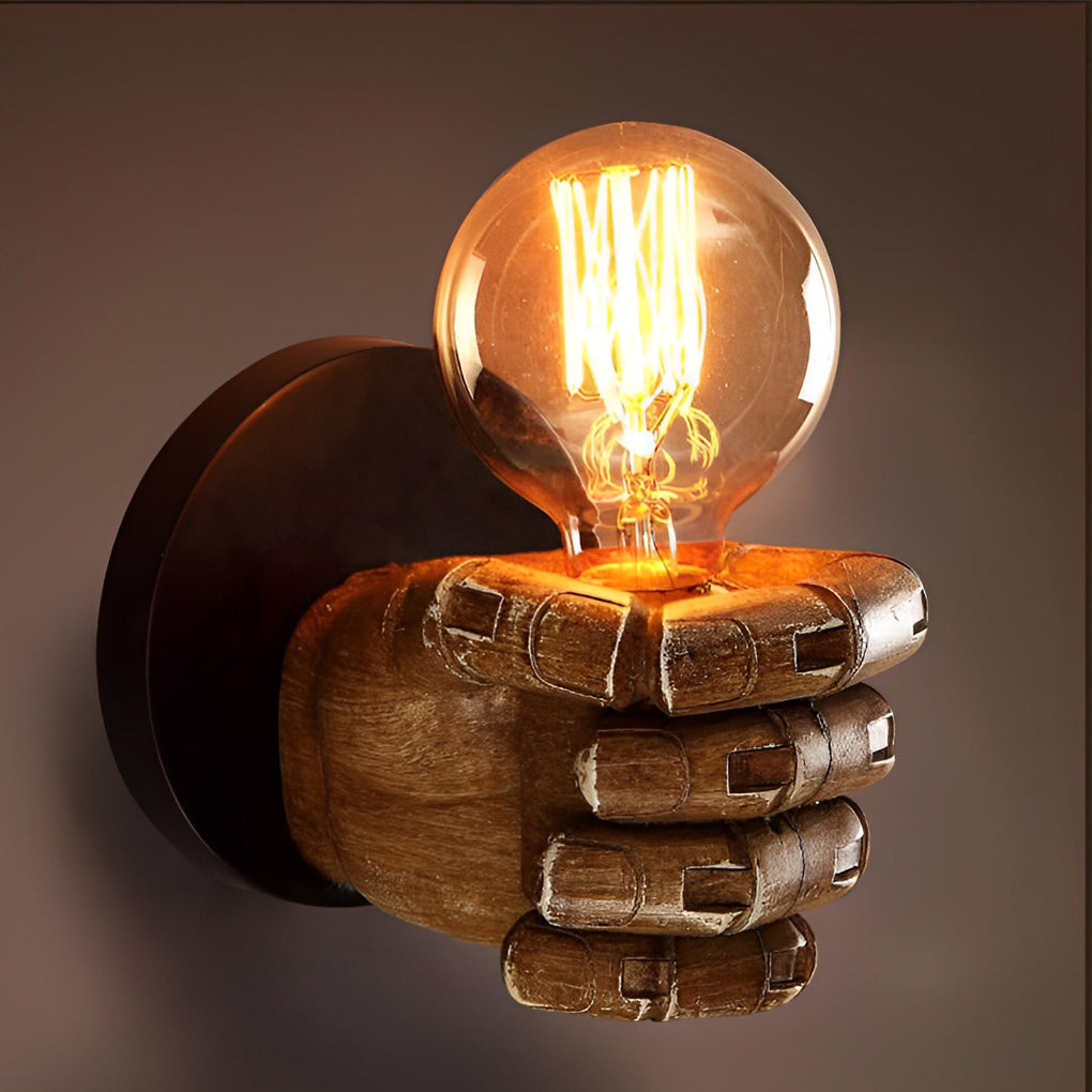 Resin Hand Fist Shaped Retro Industrial Style Wall Lamp Wall Sconce Lighting | Kalsten