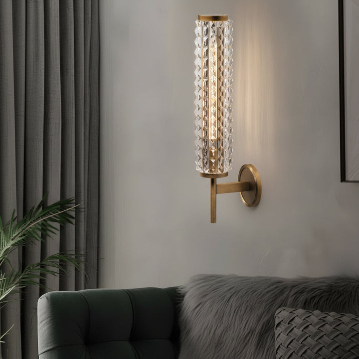 LED Wall Sconce Light – Modern American Copper Ribbed Glass (48x16cm / 18.9x6.3in) | Kalsten