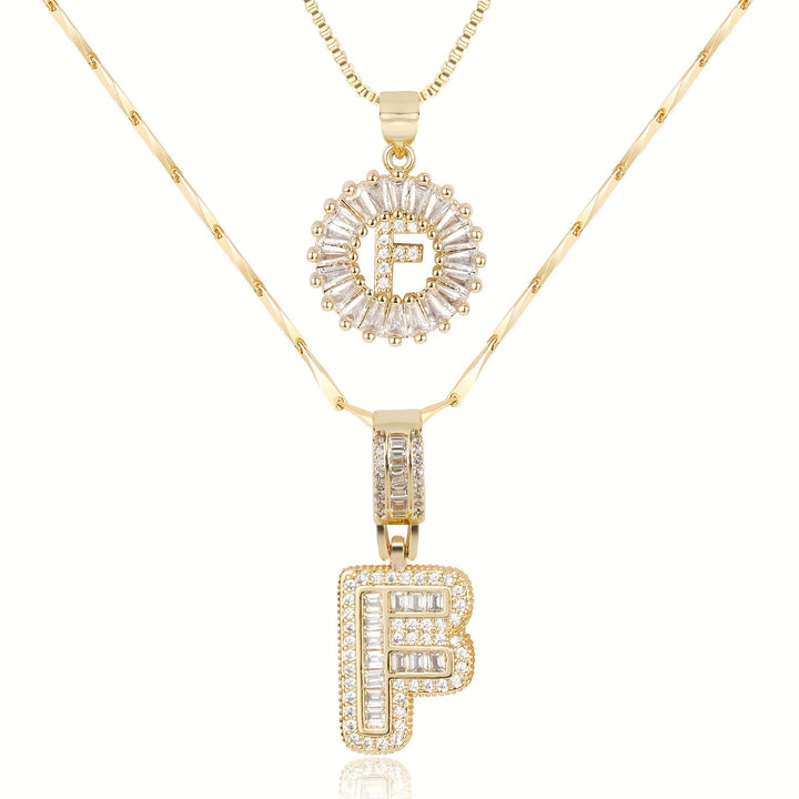 Kalsten | 2pc 14k Diamond Letter Initial Necklaces