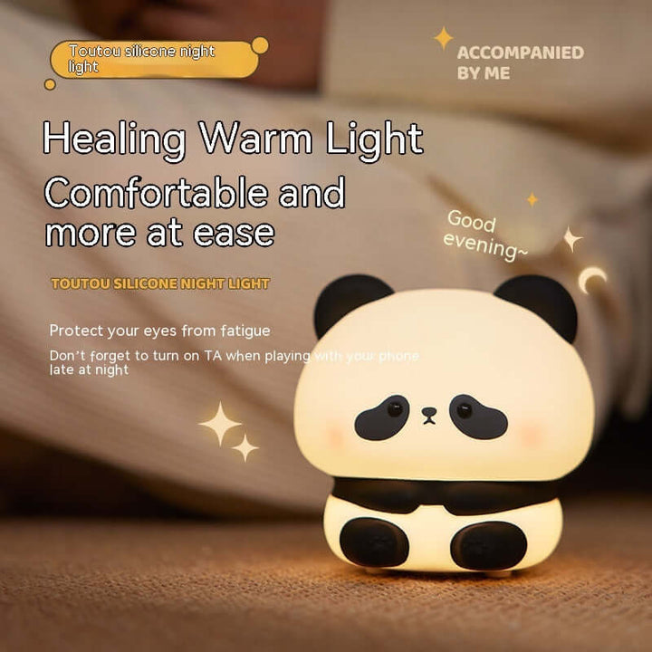 Panda LED Night Light Cute Silicone Night Light USB Rechargeable Touch Night Lamp Bedroom Timing Lamp Decoration Children's Gift Home Decor | Kalsten