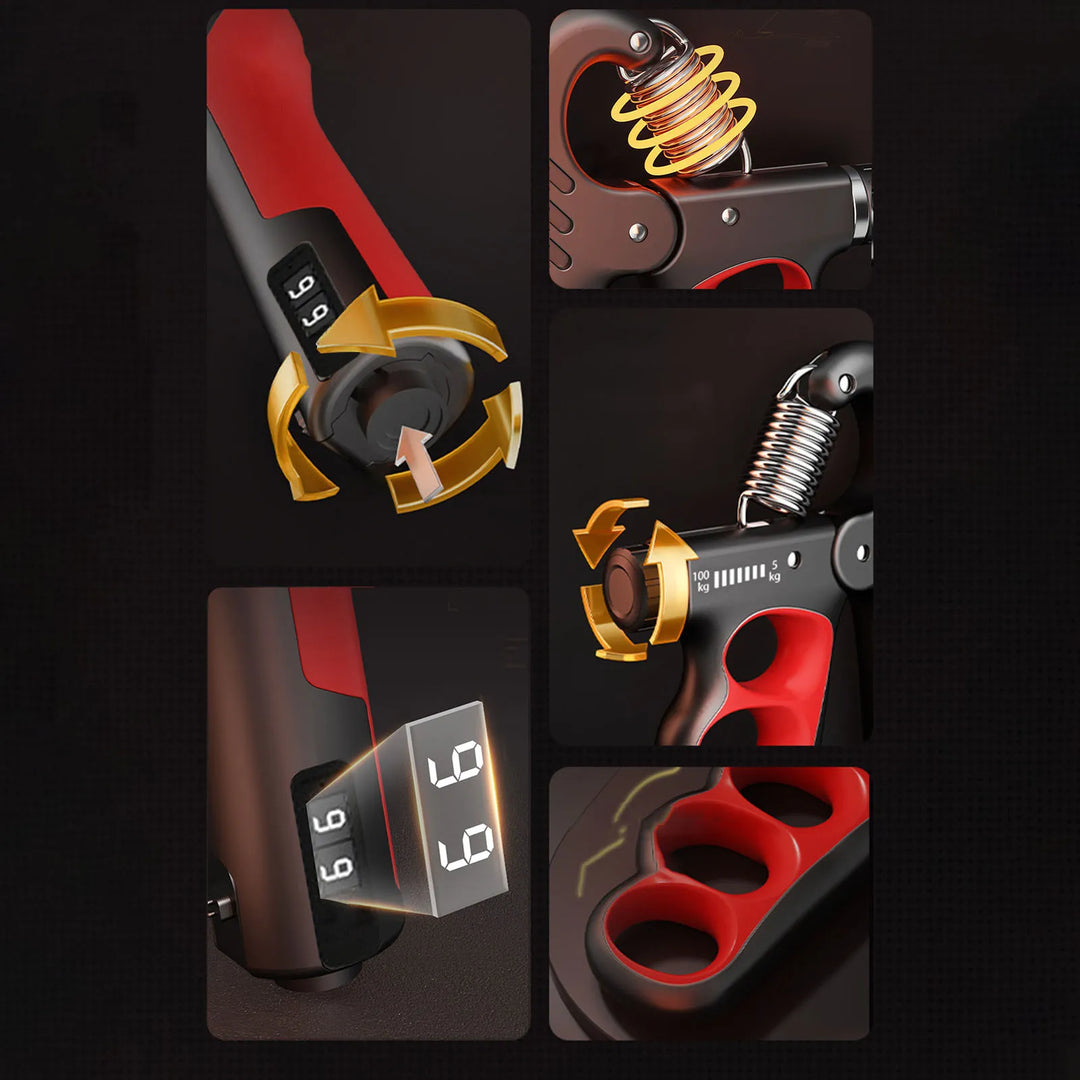 Kalsten | Adjustable Hand Grip Strengthener | 5–100KG Resistance | Rep Counter | Non-Slip Handles