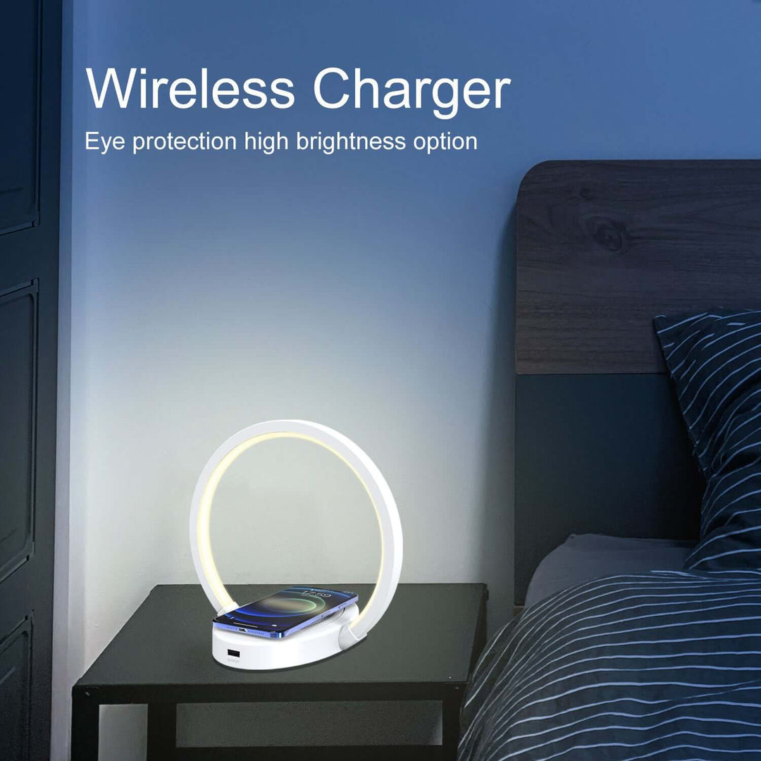 Night Lights Lamp Bluetooth Speaker Table Light With 10W Wireless Charger USB Port Phone Holder With Dynamic Color | Kalsten