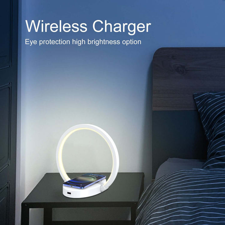 Night Lights Lamp Bluetooth Speaker Table Light With 10W Wireless Charger USB Port Phone Holder With Dynamic Color | Kalsten