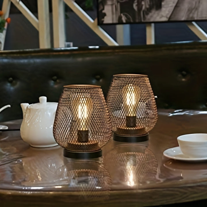 RusticMesh Table Lamp Set – Industrial Style and Atmospheric Lighting | Kalsten