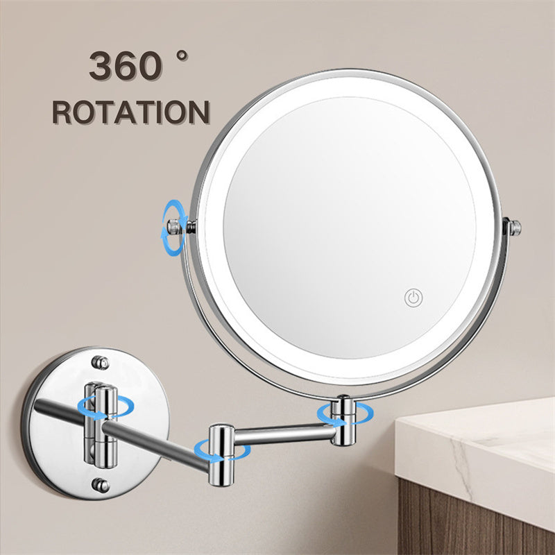 Kalsten | Rechargeable wall-mounted shaving mirror | 360° rotation. 1X/10X magnification and adjustable LED lighting for use in the bathroom