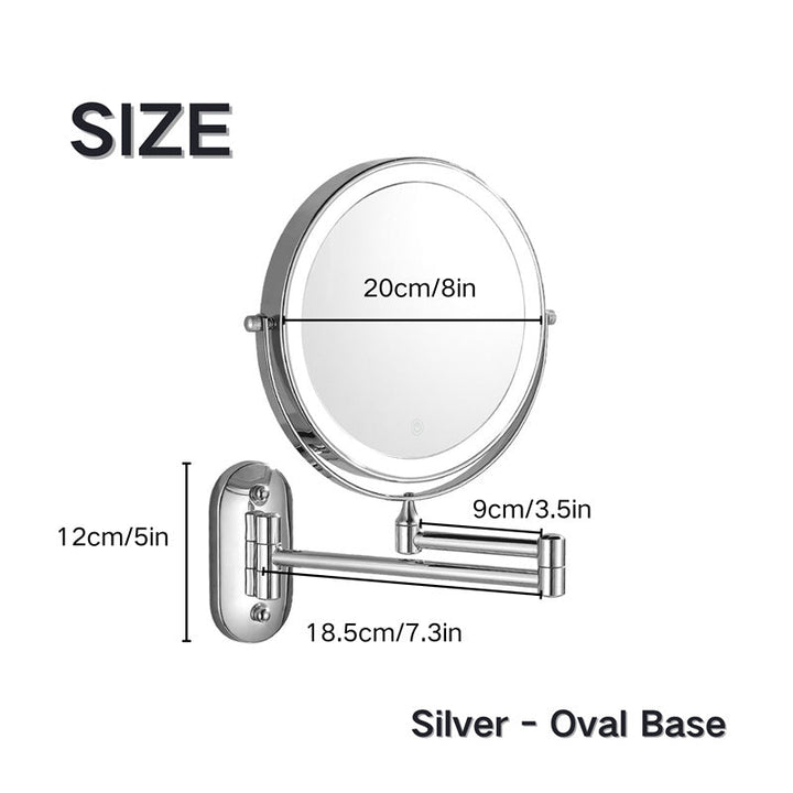Kalsten | Rechargeable wall-mounted shaving mirror | 360° rotation. 1X/10X magnification and adjustable LED lighting for use in the bathroom
