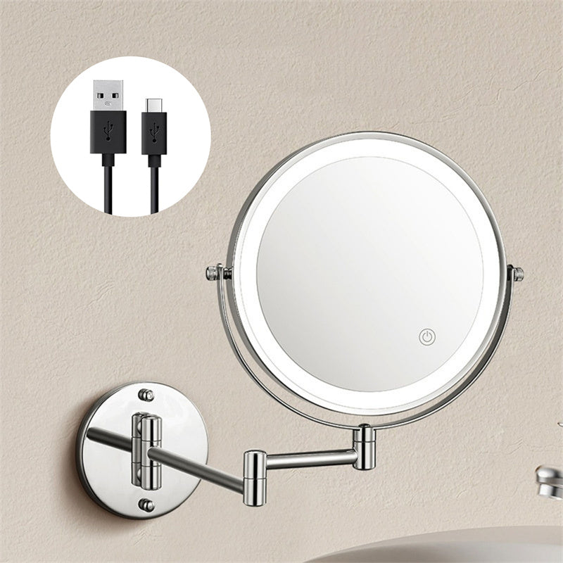 Kalsten | Rechargeable wall-mounted shaving mirror | 360° rotation. 1X/10X magnification and adjustable LED lighting for use in the bathroom