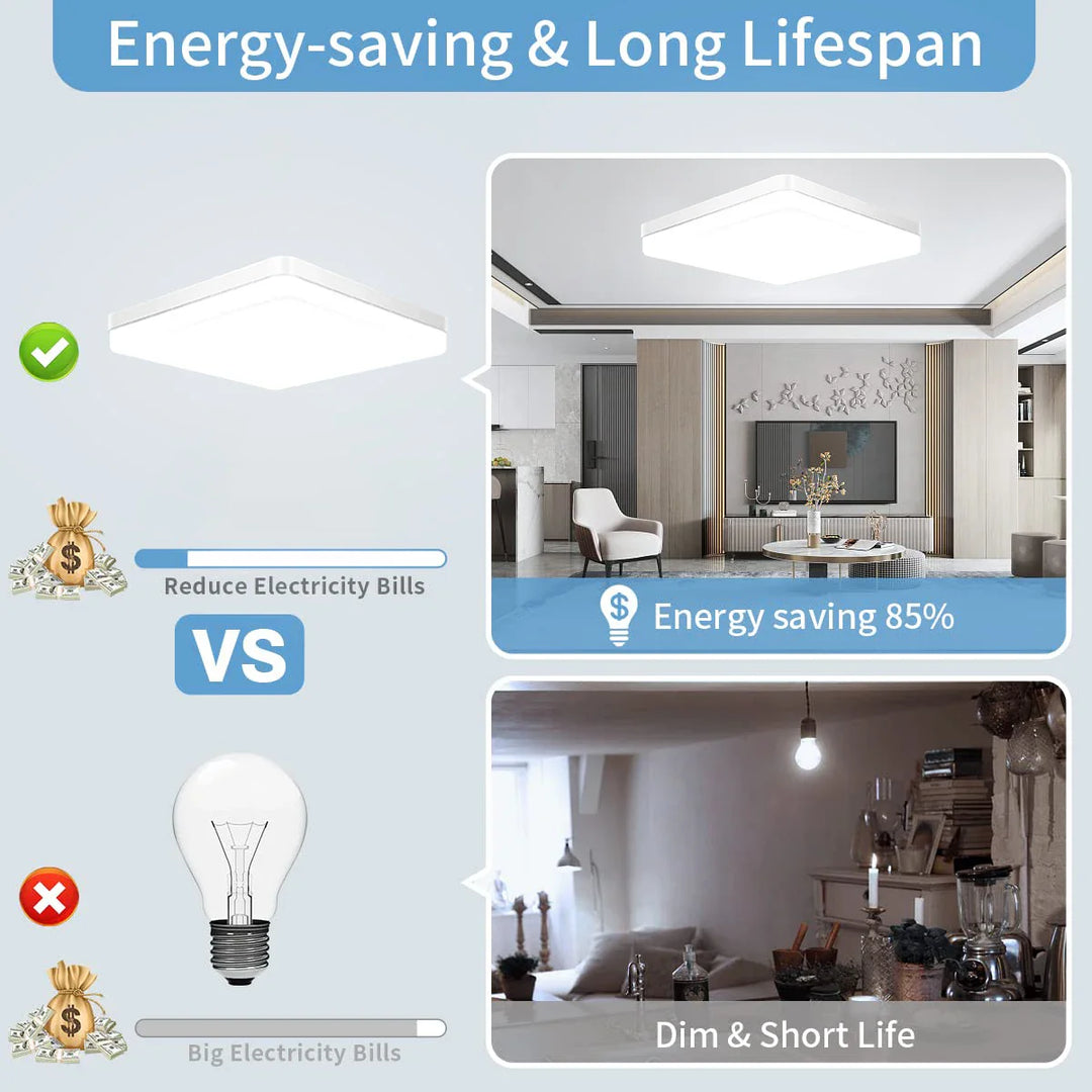 Modern LED Ceiling Lamp – Warm White Light for Living Room, Bedroom, Kitchen, and Dining Room – Energy-Efficient LED Ceiling Fixture | Kalsten