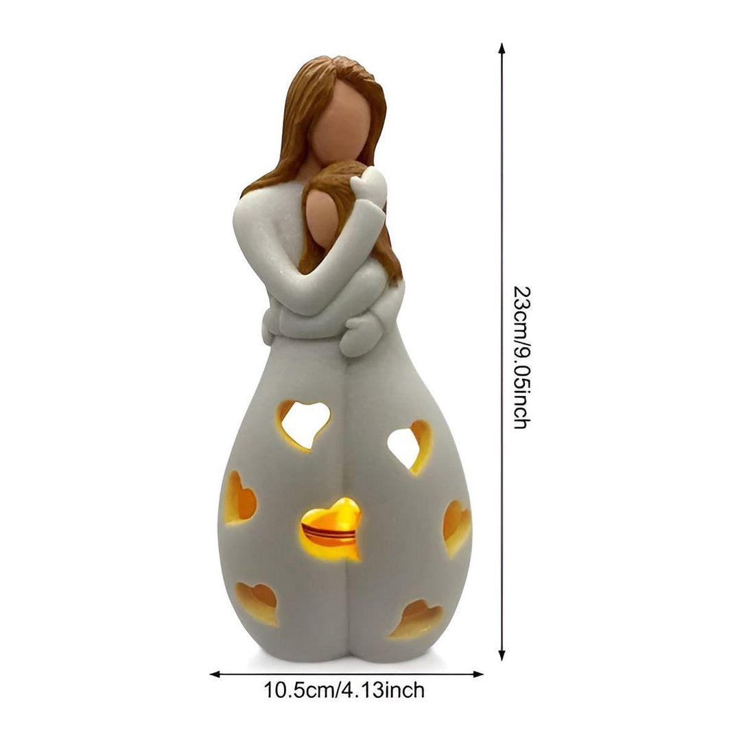 Embrace Glow - Embracing Mother Daughter Statue Flickering Candle Holder | Kalsten