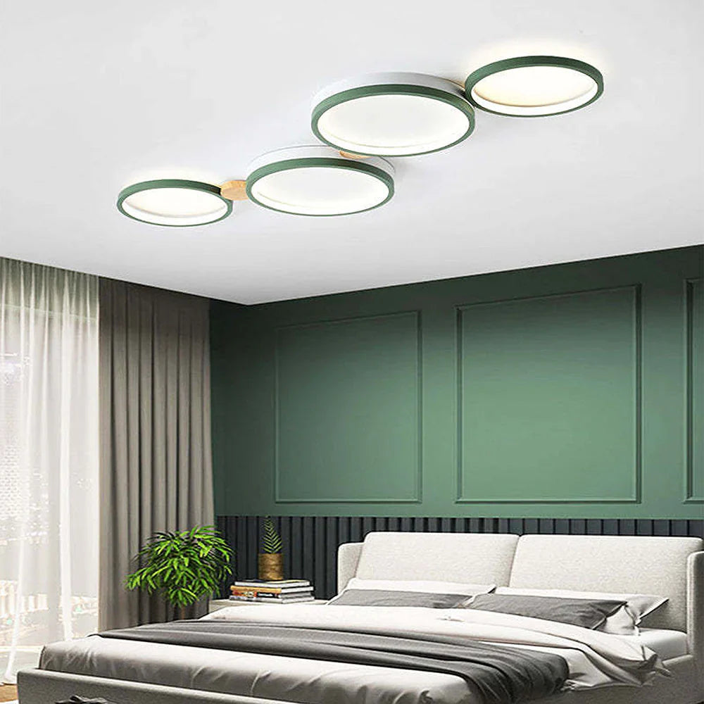 Ceiling Light Iron Wood 20 in Multi-Head Macaron Color Living Room Bedroom Dining Room LED Fixture | Kalsten
