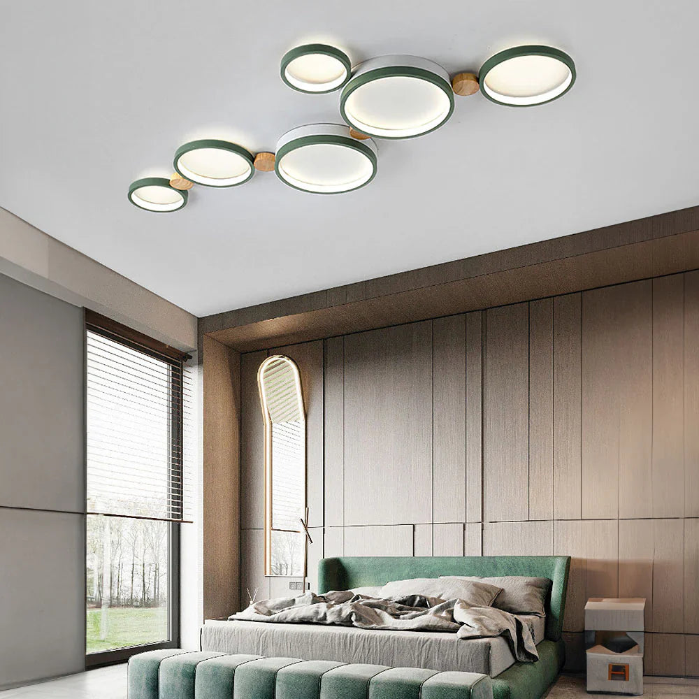 Ceiling Light Iron Wood 20 in Multi-Head Macaron Color Living Room Bedroom Dining Room LED Fixture | Kalsten