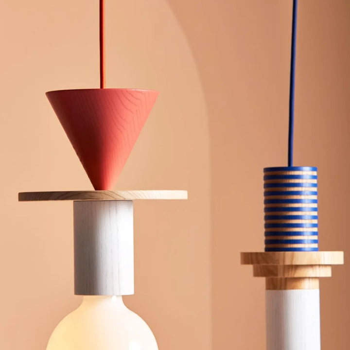 Pendant Light Wood 7.5 in to 16.5 in Multicolor Geometric Dining Living Room Ceiling Lamp Modern Home Decor | Kalsten