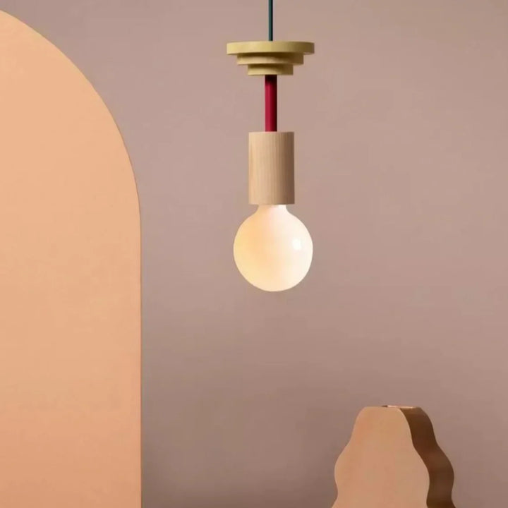 Pendant Light Wood 7.5 in to 16.5 in Multicolor Geometric Dining Living Room Ceiling Lamp Modern Home Decor | Kalsten