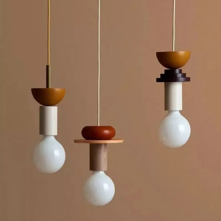 Pendant Light Wood 7.5 in to 16.5 in Multicolor Geometric Dining Living Room Ceiling Lamp Modern Home Decor | Kalsten