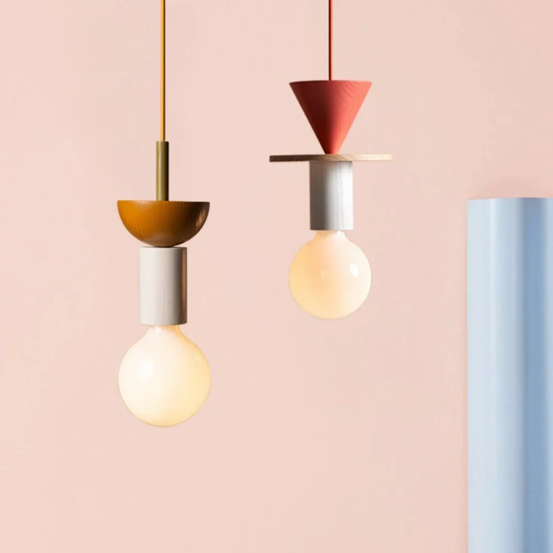 Pendant Light Wood 7.5 in to 16.5 in Multicolor Geometric Dining Living Room Ceiling Lamp Modern Home Decor | Kalsten