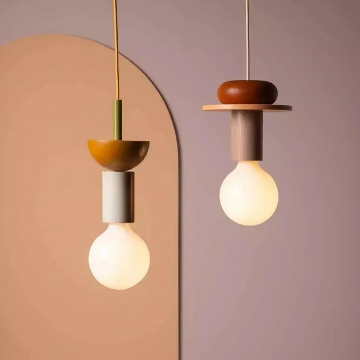 Pendant Light Wood 7.5 in to 16.5 in Multicolor Geometric Dining Living Room Ceiling Lamp Modern Home Decor | Kalsten