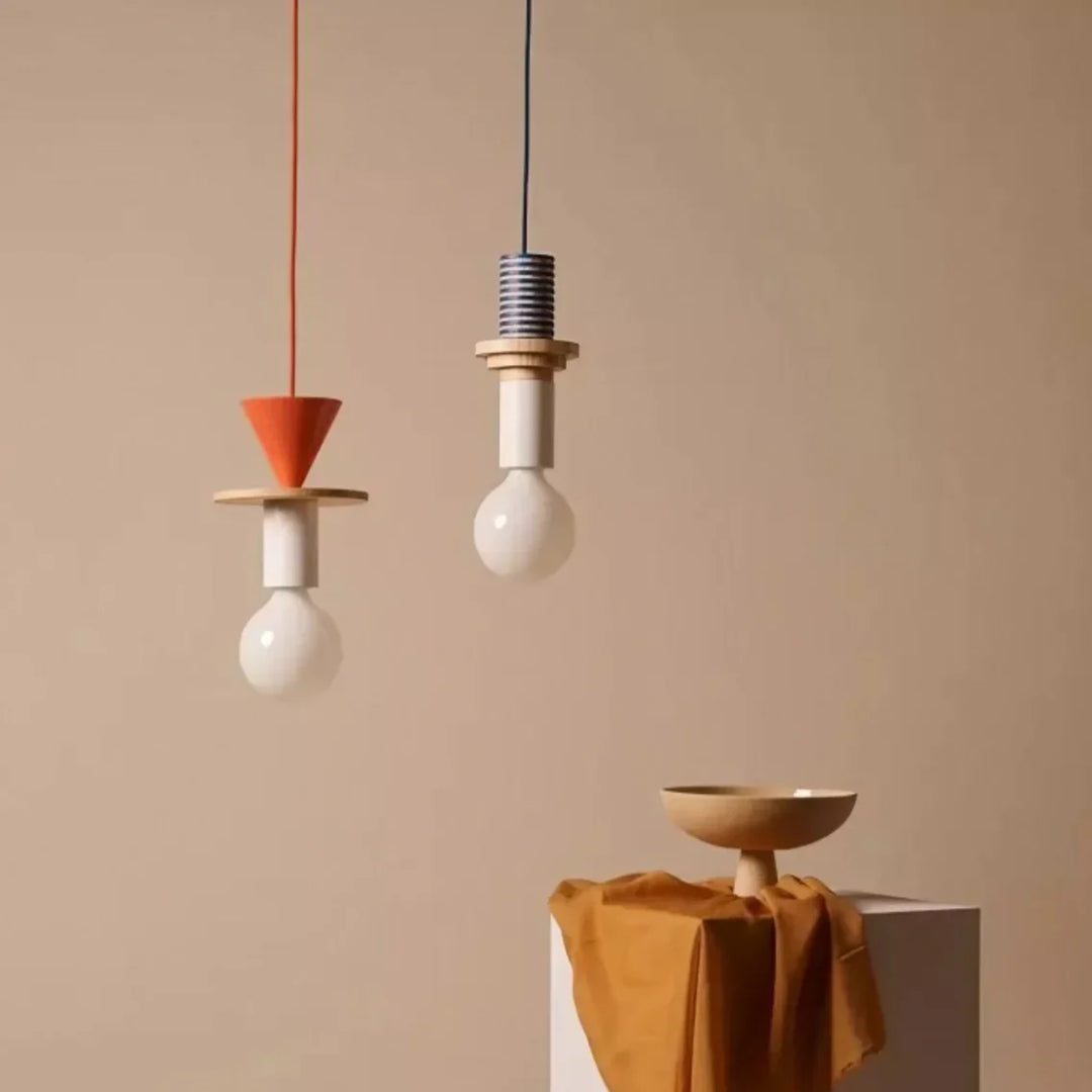 Pendant Light Wood 7.5 in to 16.5 in Multicolor Geometric Dining Living Room Ceiling Lamp Modern Home Decor | Kalsten