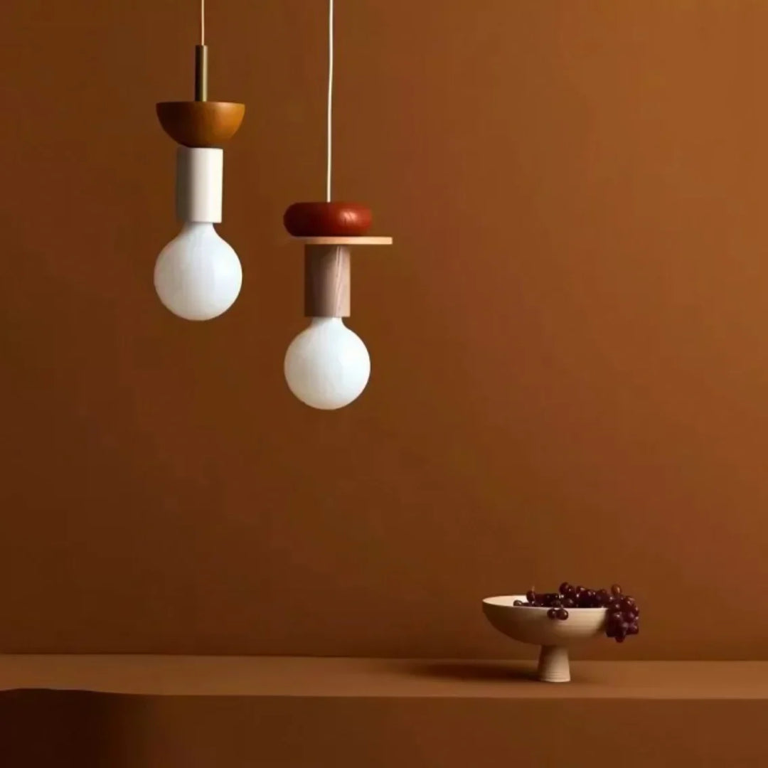 Pendant Light Wood 7.5 in to 16.5 in Multicolor Geometric Dining Living Room Ceiling Lamp Modern Home Decor | Kalsten