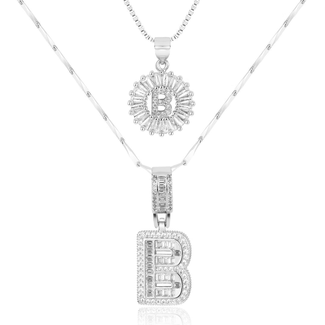 Kalsten | 2pc 14k Diamond Letter Initial Necklaces