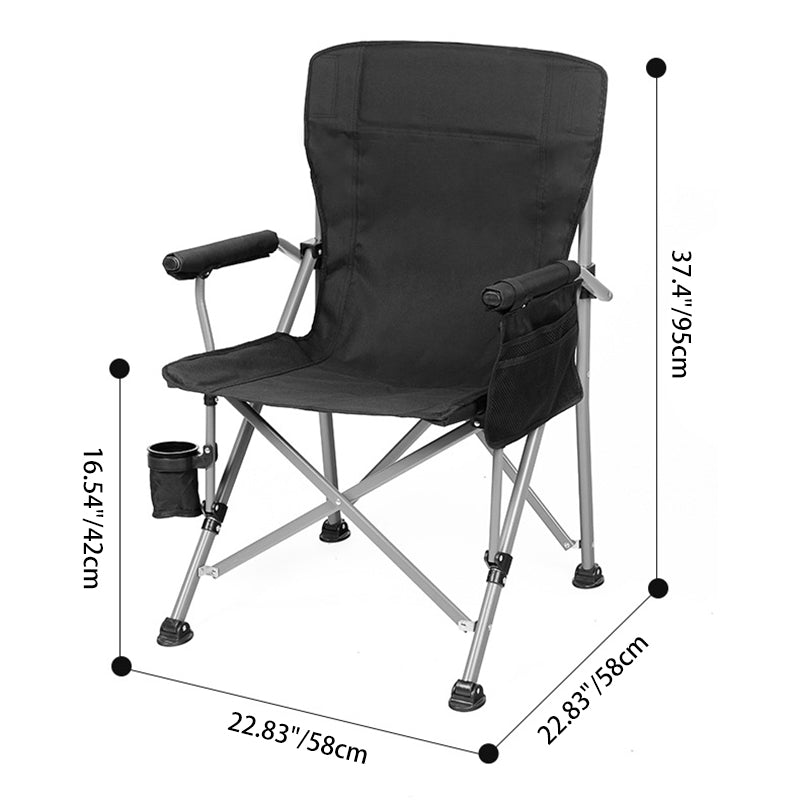 Modern Minimalist Square Carbon Steel Oxford Fabric Foldable Backrest Armrest Black Camping Chair For Outdoor | Kalsten