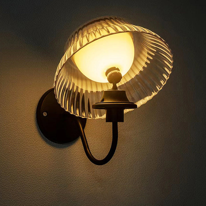 Modern Minimalist Round Half Ball Curved Pole Iron ABS LED Outdoor Wall Sconce Lamp For Garden | Kalsten