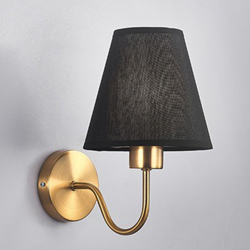 Contemporary Nordic Round Curved Rod Iron Fabric Shade 1-Light Wall Light Lamp for Living Room | Kalsten
