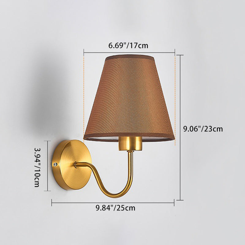 Contemporary Nordic Round Curved Rod Iron Fabric Shade 1-Light Wall Light Lamp for Living Room | Kalsten