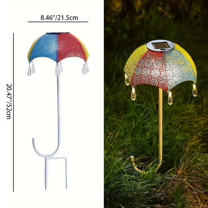 Modern Art Deco Solar Waterproof Umbrella Iron LED Ground Plug Outdoor Light For Garden | Kalsten