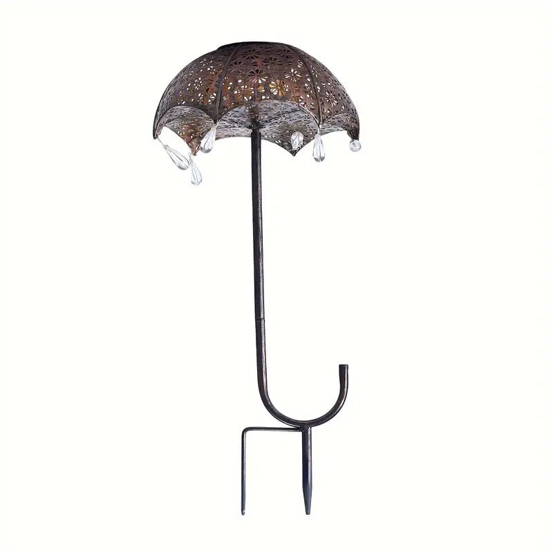 Modern Art Deco Solar Waterproof Umbrella Iron LED Ground Plug Outdoor Light For Garden | Kalsten