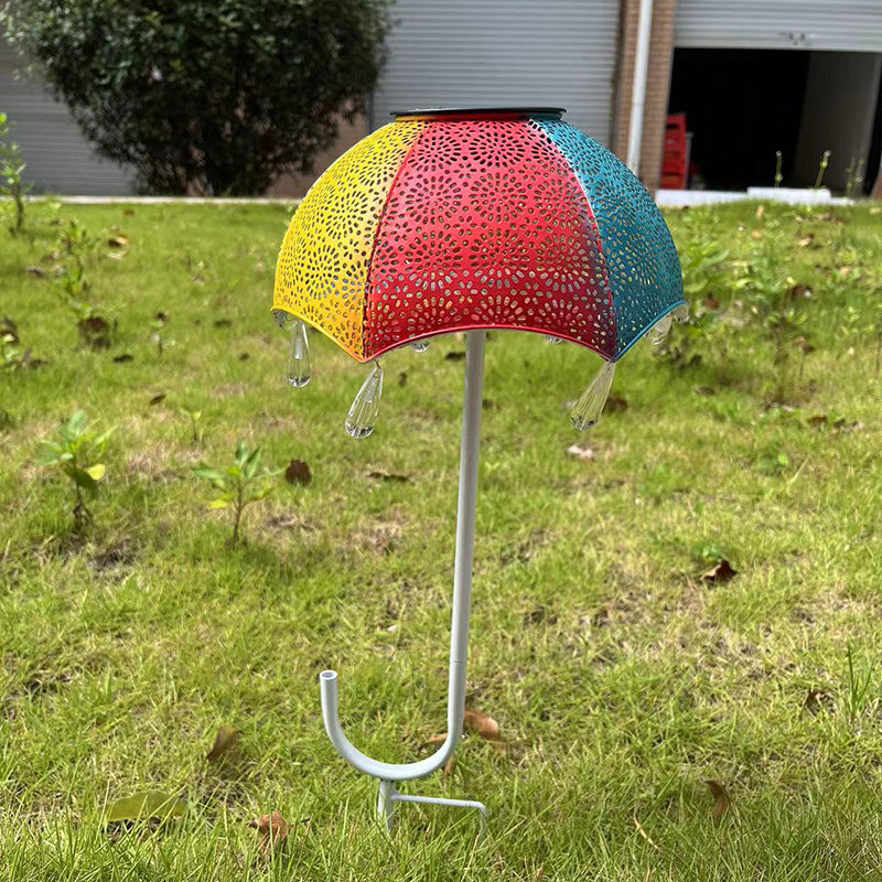 Modern Art Deco Solar Waterproof Umbrella Iron LED Ground Plug Outdoor Light For Garden | Kalsten