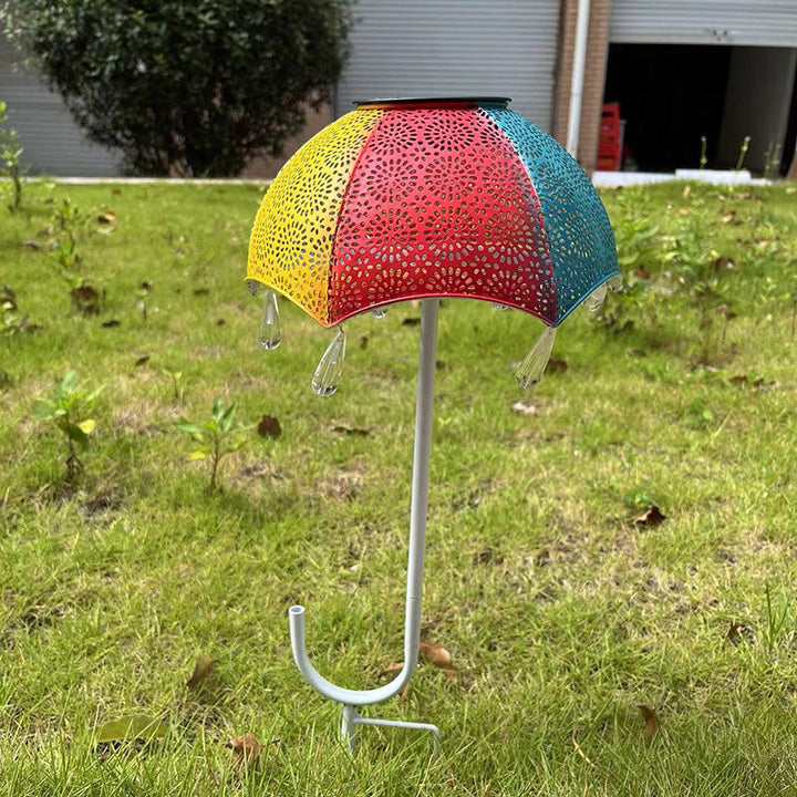 Modern Art Deco Solar Waterproof Umbrella Iron LED Ground Plug Outdoor Light For Garden | Kalsten