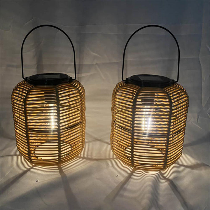 Modern Art Deco Solar Waterproof Cylinder Lantern Hollow Out Plastic Iron LED Outdoor Light For Garden | Kalsten