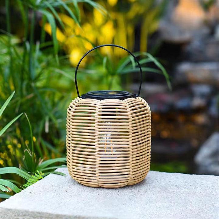 Modern Art Deco Solar Waterproof Cylinder Lantern Hollow Out Plastic Iron LED Outdoor Light For Garden | Kalsten