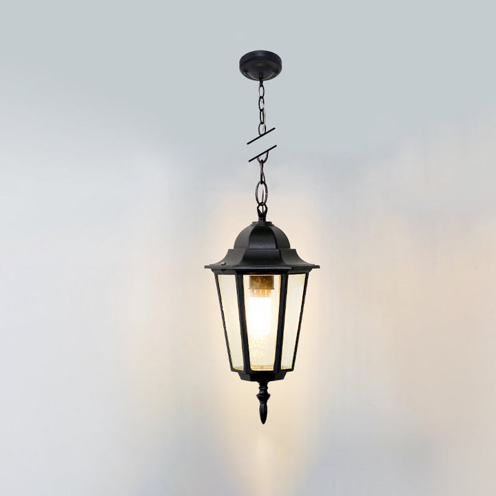 Traditional Vintage Waterproof Hexagonal Aluminum Acrylic 1-Light Pendant Light For Outdoor Patio | Kalsten
